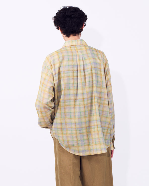 Printed Plaid Cotton Silk Twill Shirt