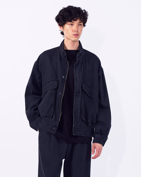 Suface Dyed Denim Stand Collar Blouson