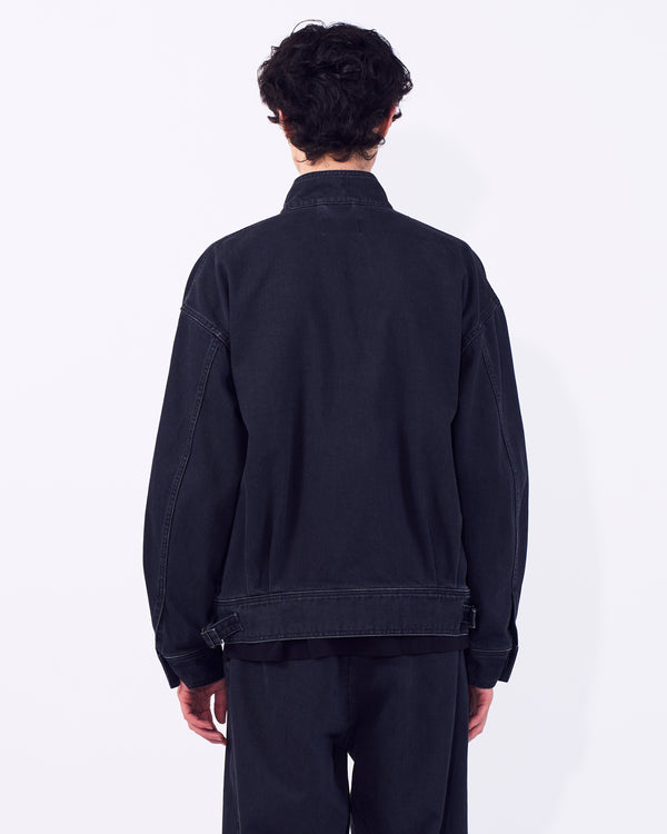 Suface Dyed Denim Stand Collar Blouson