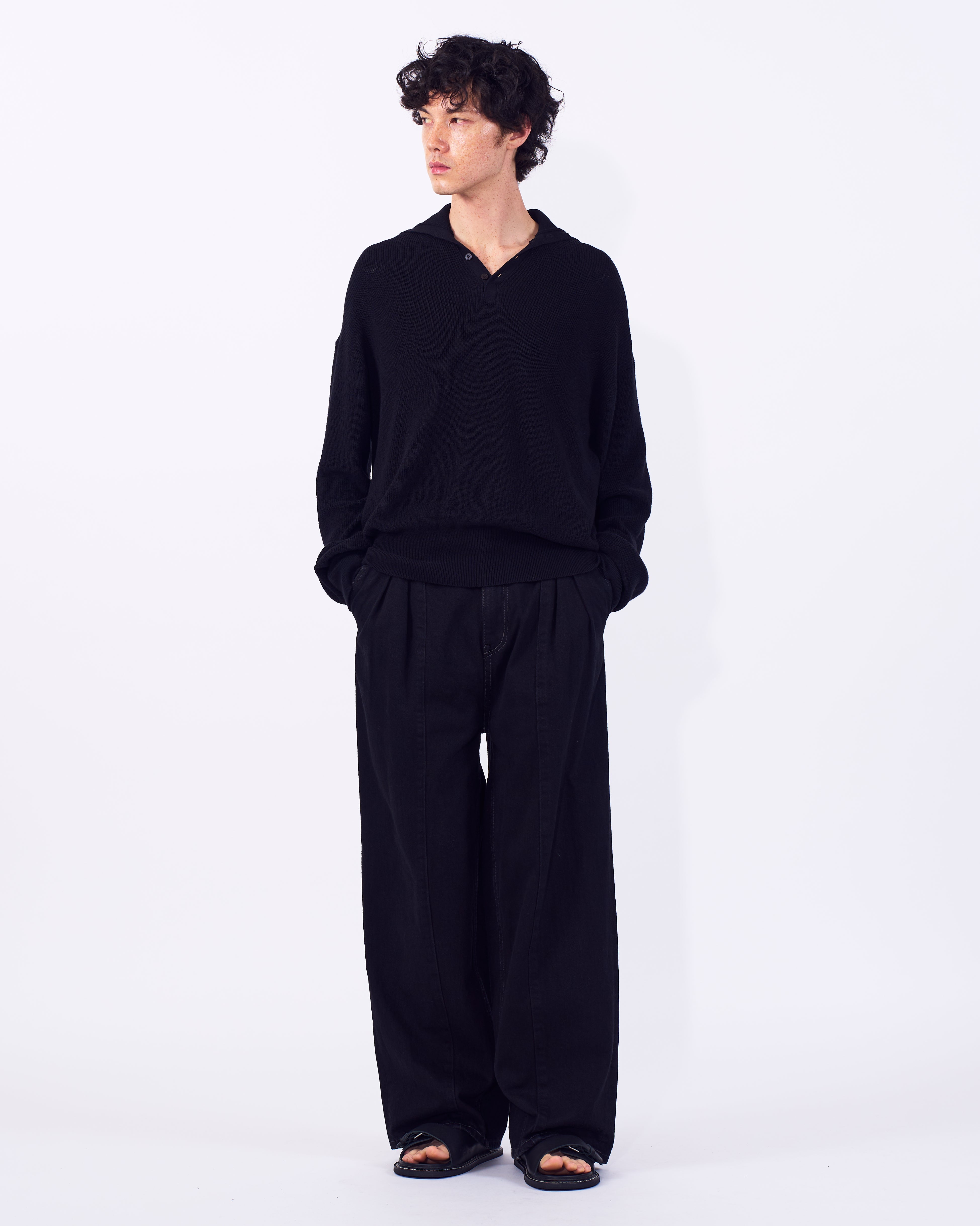 Highneck Henley Rib Sweater | YOKE Official Website