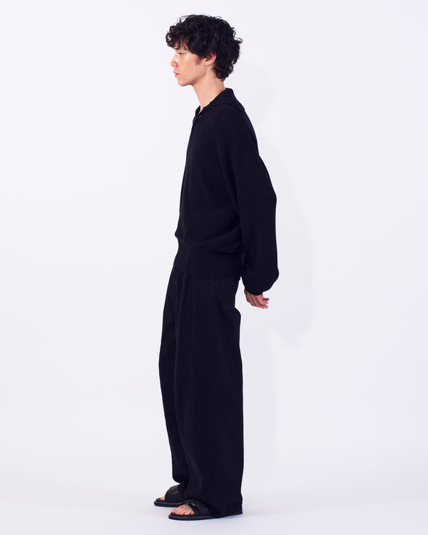 Denim 3pleated Wide-leg Trousers