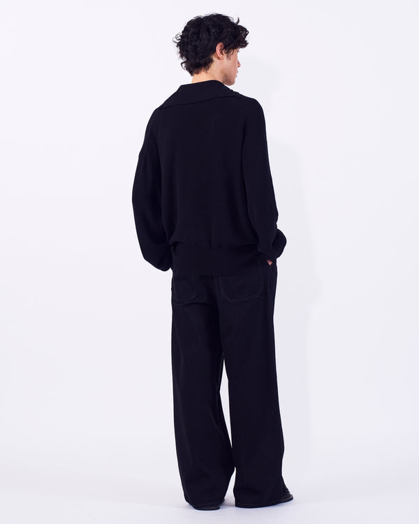 Denim 3pleated Wide-leg Trousers