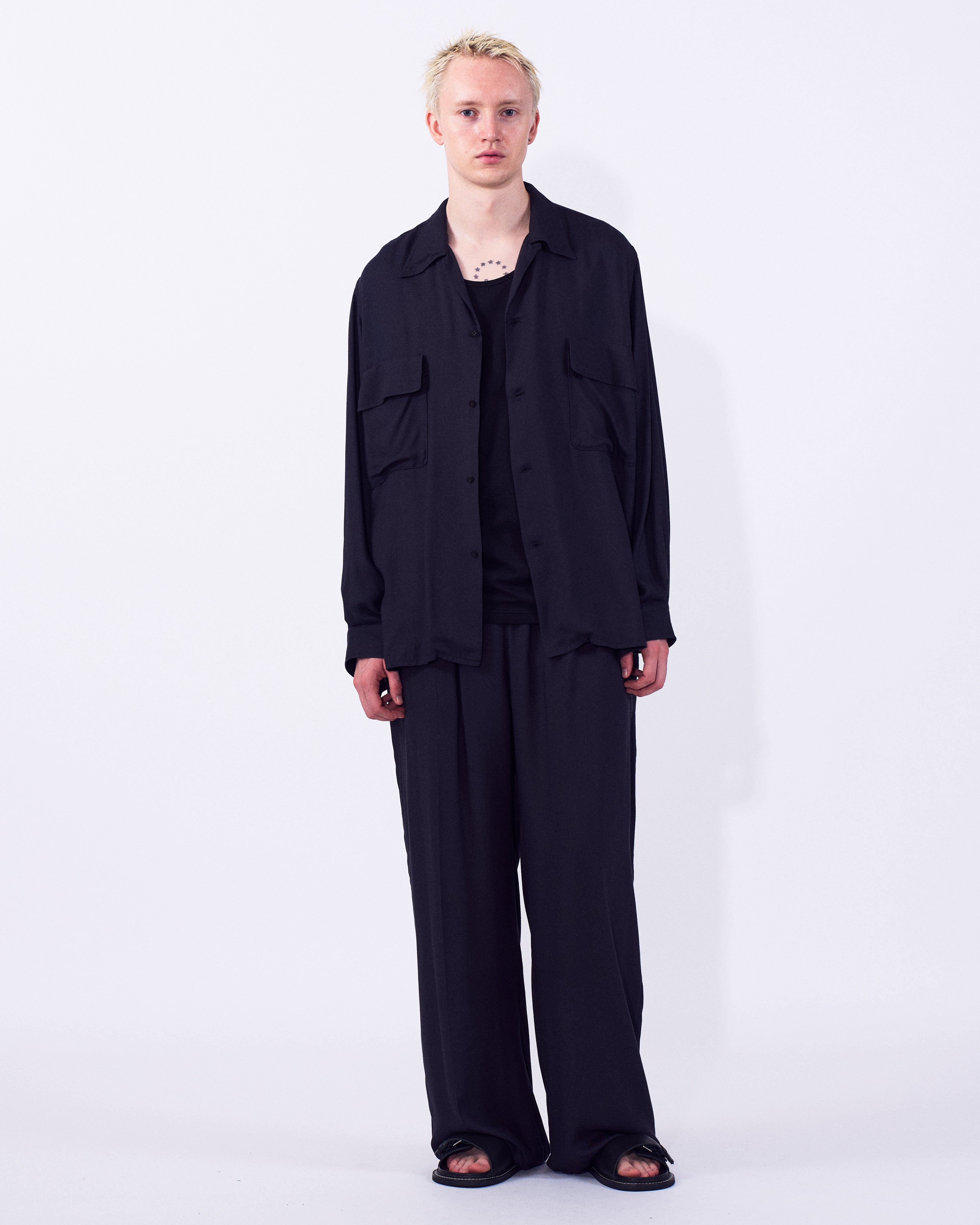 Modal Double Pocket Open Collar Shirt | YOKE Official Website Modal Double Pocket Open Collar Shirt | YOKE Official Website