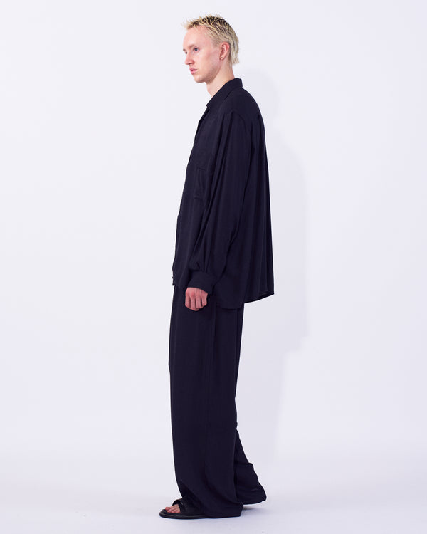 Modal Twill Front Flat 1pleated Easy Trousers