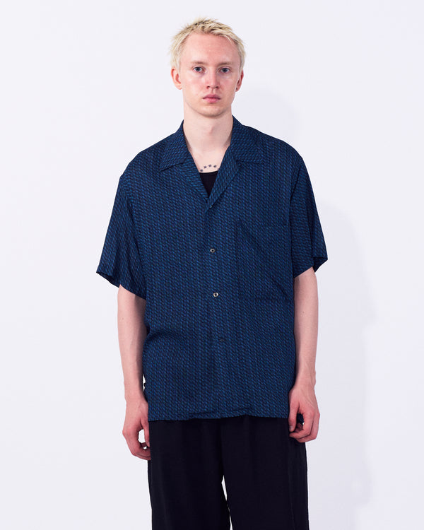 Vintage Pattern Printed Rayon Open Collar Shirt