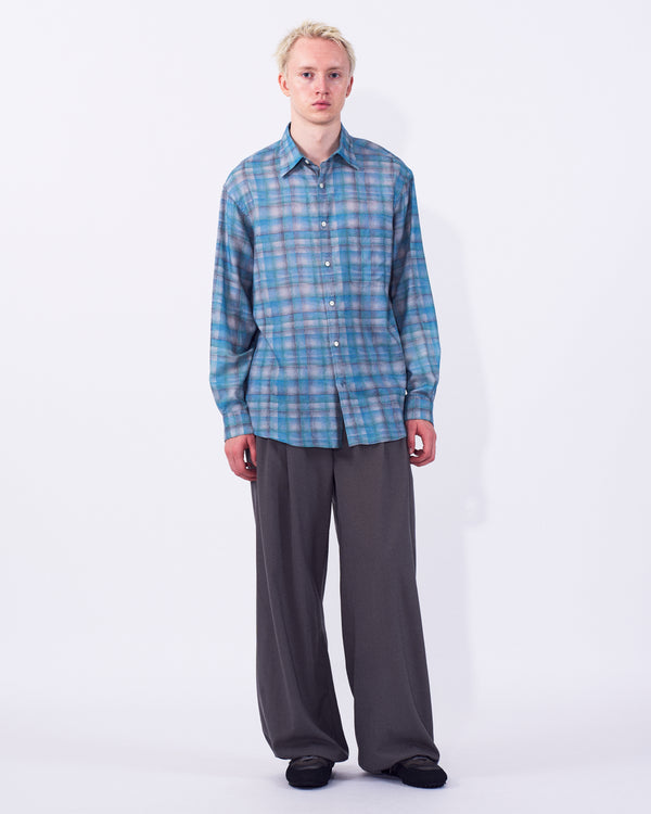 Printed Plaid Cotton Silk Twill Shirt
