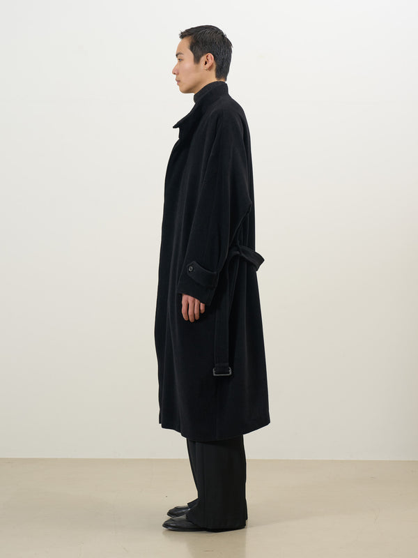 Angora Wool Stand Collar Over Coat