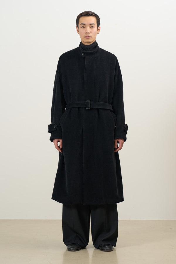 Angora Wool Stand Collar Over Coat