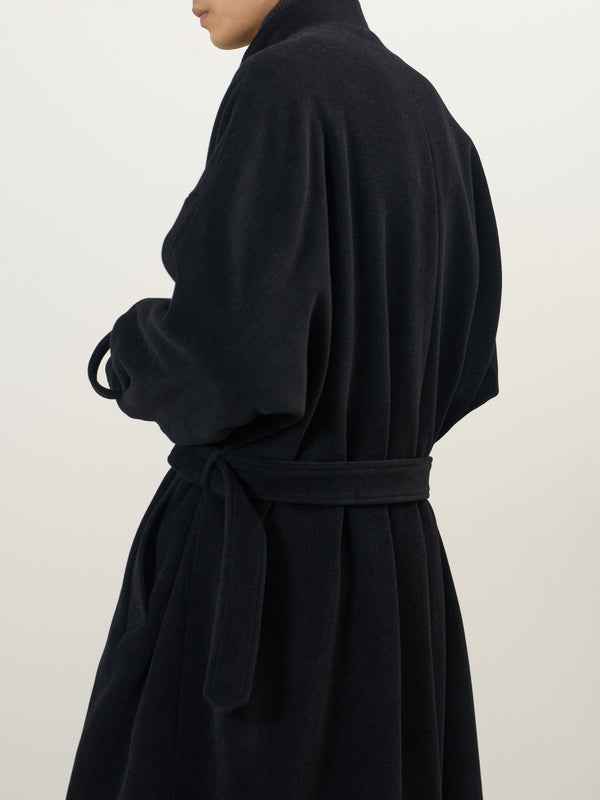 Angora Wool Stand Collar Over Coat