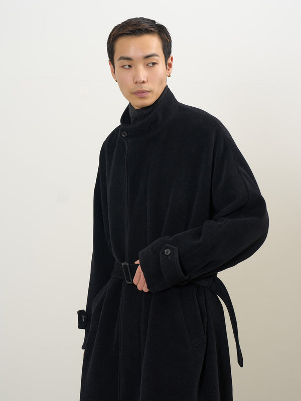 Angora Wool Stand Collar Over Coat