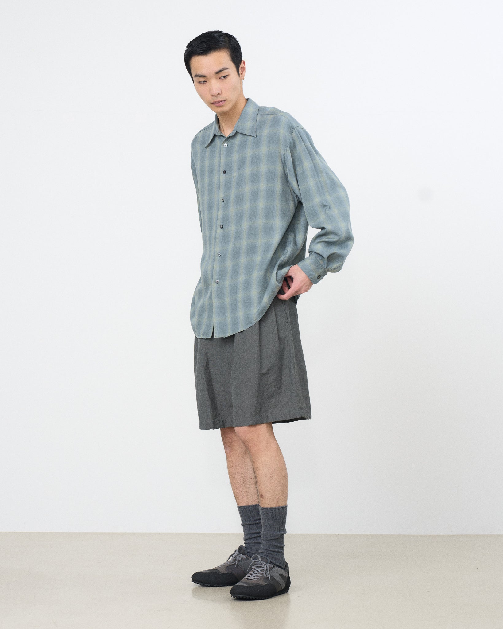 Tencell Ombre Plaid Regullar Collor Shirt | YOKE Official Website