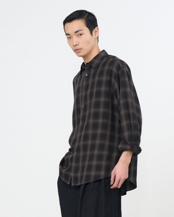Tencell Ombre Plaid Regullar Collor Shirt