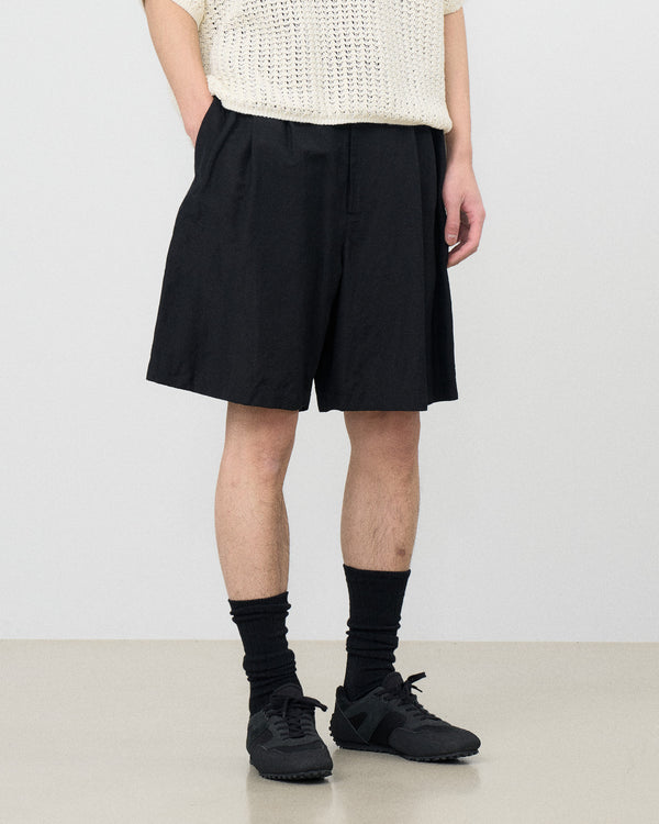 Wool Linen Weather Cloth 3pleated Shorts