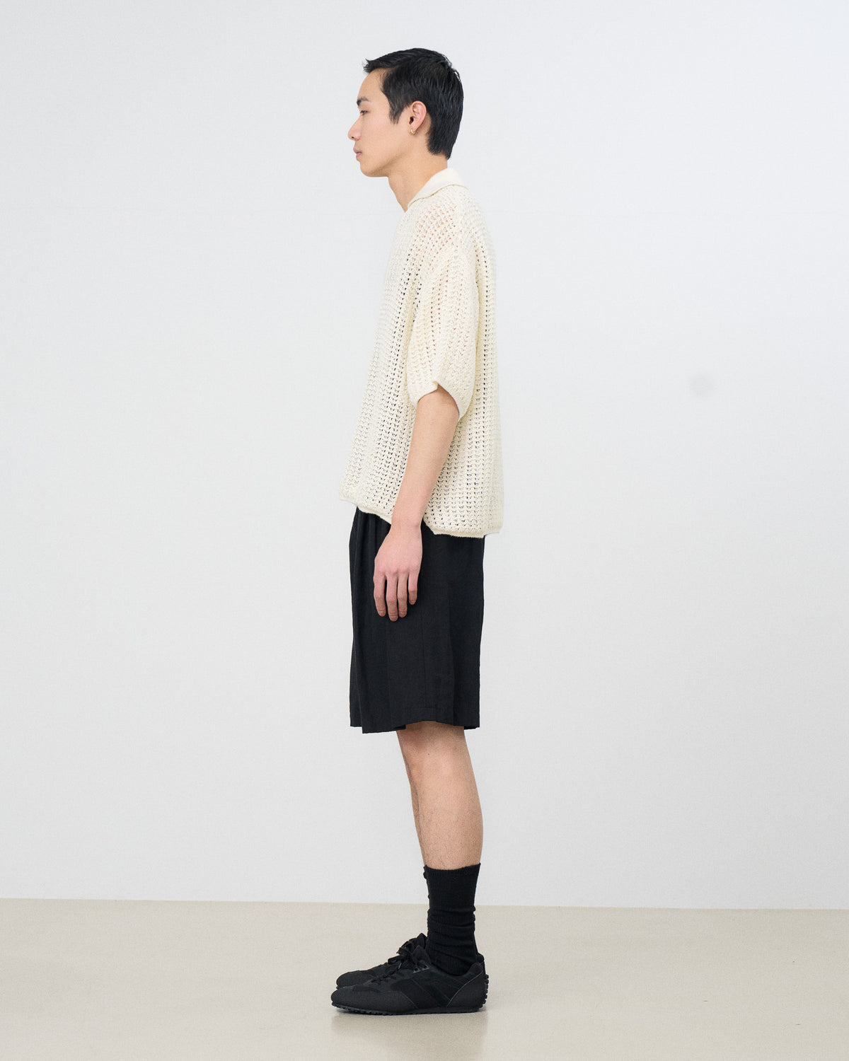 Wool Linen Weather Cloth 3pleated Shorts