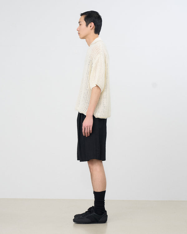 Cotton Mesh Knit Skipper Polo Shirt
