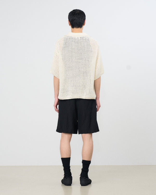 Cotton Mesh Knit Skipper Polo Shirt