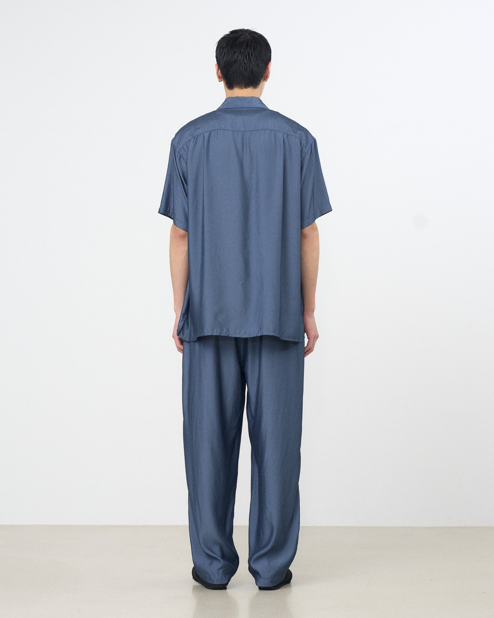 Cupro Polyester Washable Twill Open Collar Shirt – YOKE
