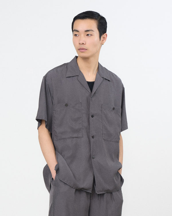 Cupro Polyester Washable Twill Open Collar Shirt