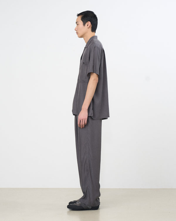 Cupro Polyester Washable Twill Open Collar Shirt