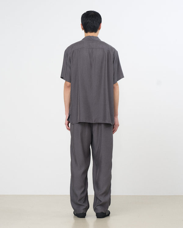 Cupro Polyester Washable Twill Open Collar Shirt