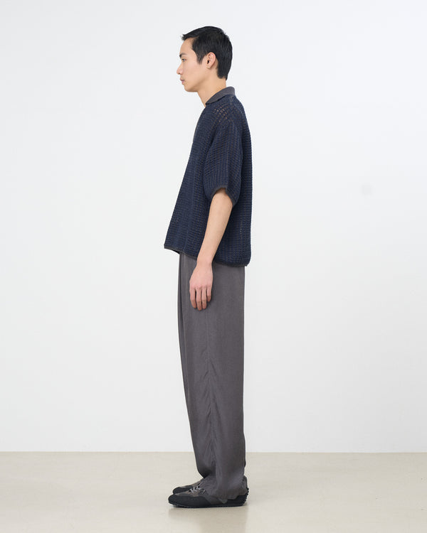 Cotton Mesh Knit Skipper Polo Shirt