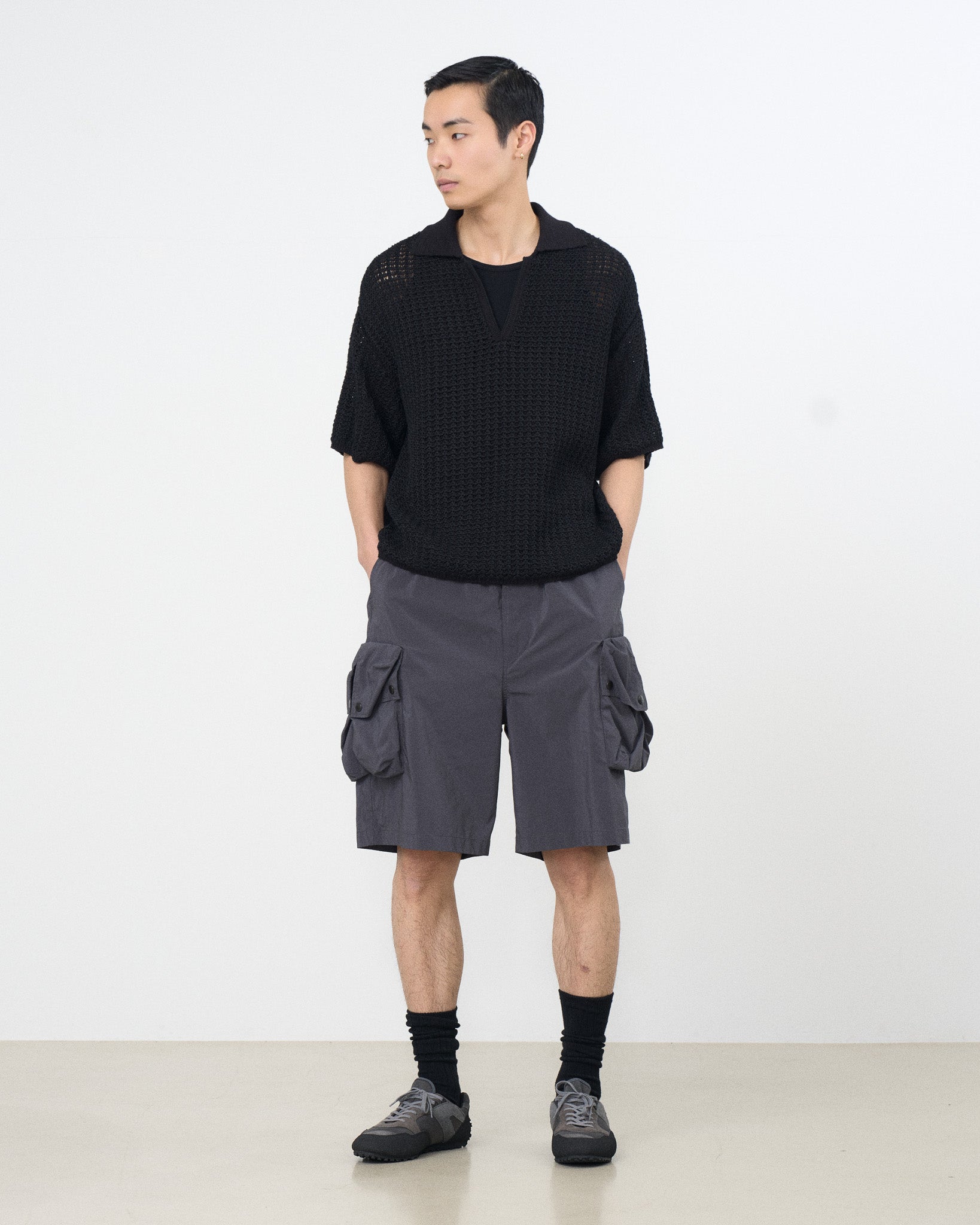 Cotton Mesh Knit Skipper Polo Shirt | YOKE Official Website
