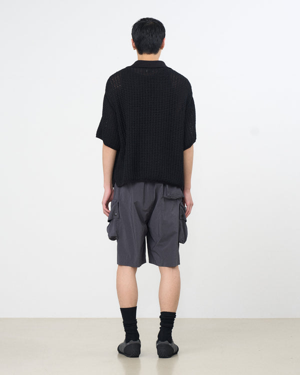 Cotton Mesh Knit Skipper Polo Shirt